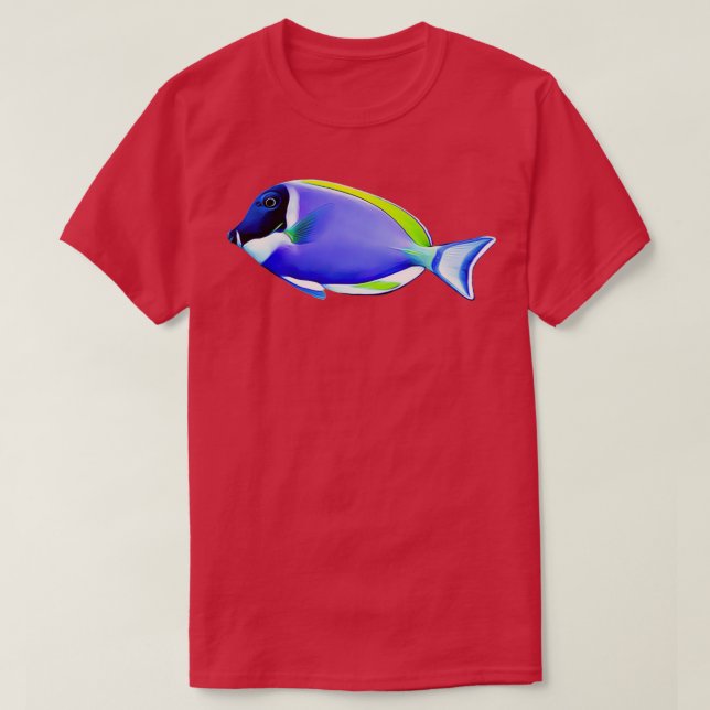 Powder Blue tang saltwater reef fish T-Shirt (Design Front)