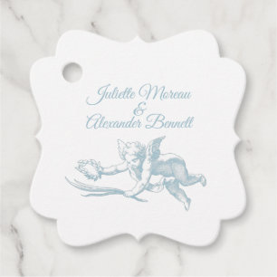 Powder Blue Toile de Jouy Cherub Wedding Favor Tag
