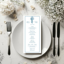 Powder Blue Toile de Jouy Wedding Menu Card