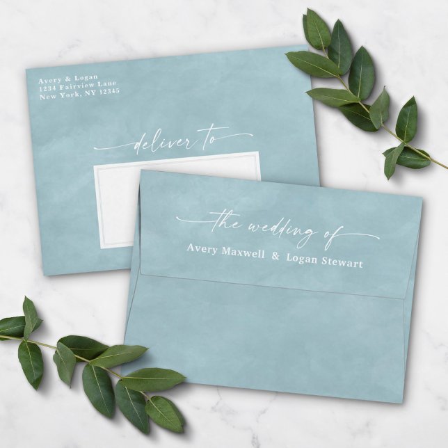 Powder Blue Watercolor A7 5x7 Wedding Invitation Envelope (Creator Uploaded)