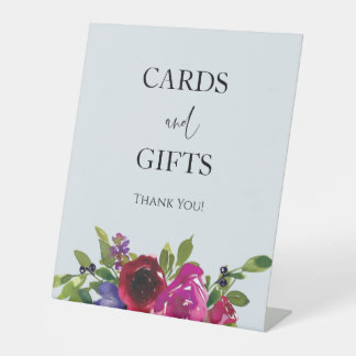 Powder Blue Watercolor Floral Pedestal Sign