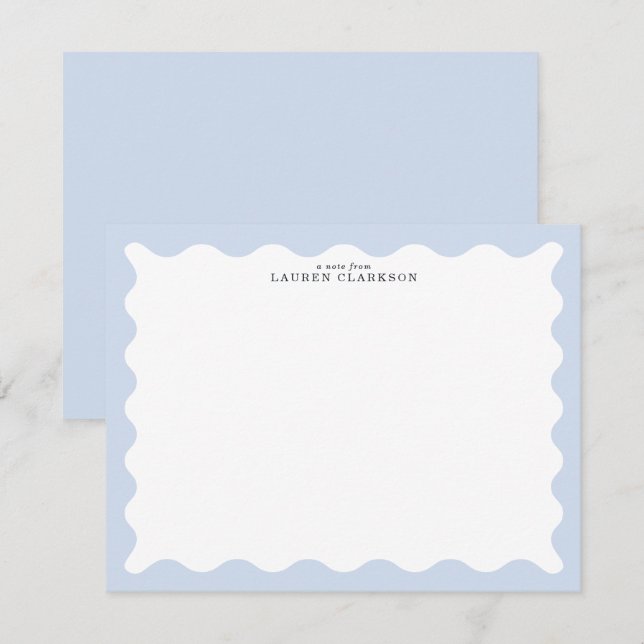 Powder Blue Wavy Frame Note Card (Front/Back)
