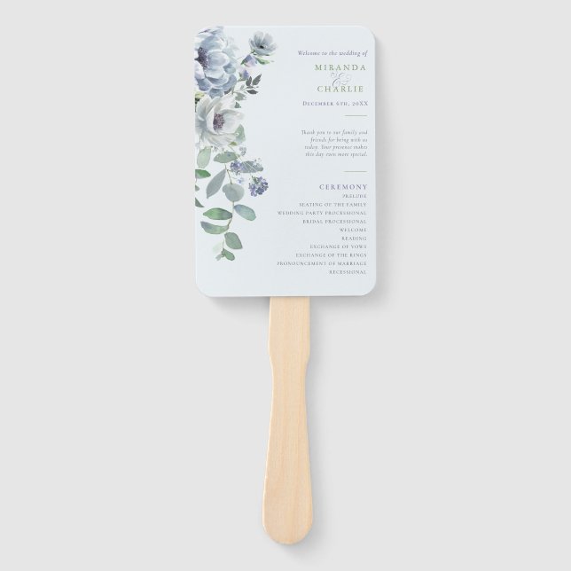 Powder Blue Wedding Hand Fan (Front)