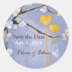 Powder Blue Wedding Save the Date Classic Round Sticker