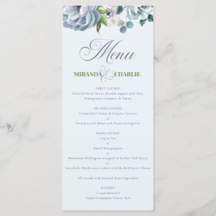 Powder Blue Wedding Simple Menu