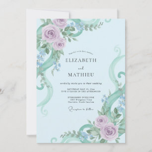 Powder Blue Whimsical Watercolor Wedding Invitation