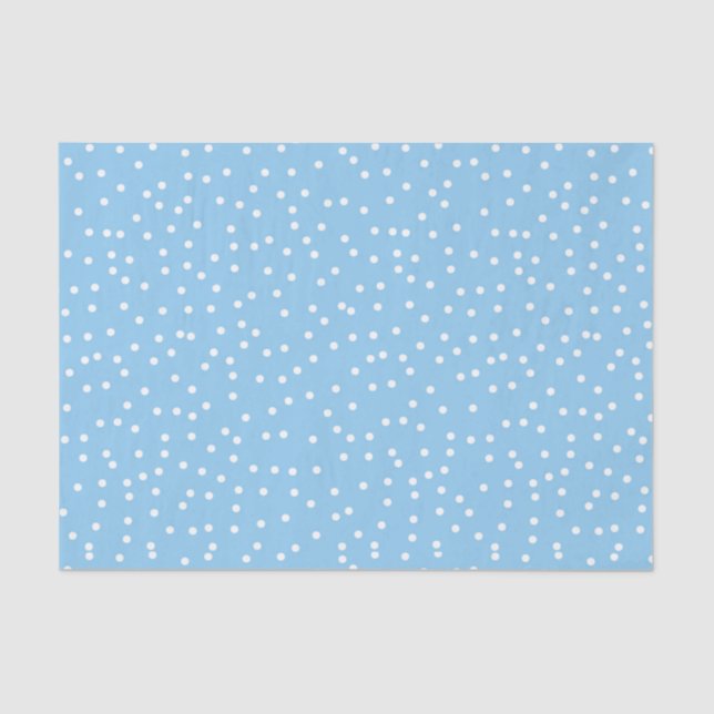 Powder Blue & White Confetti Snow Dots Tissue Paper (Front)