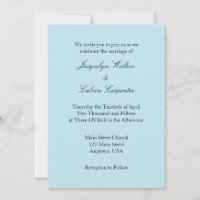 Powder Blue White Plain Simple Wedding Invitation