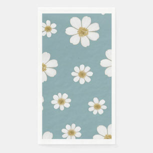 Powder Blue with Daisies Pattern Napkin