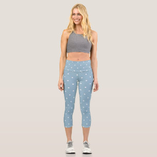 Powder Blue with white dots Capri Leggings