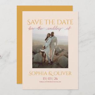Powder blush and gold Photo save the date Invitation