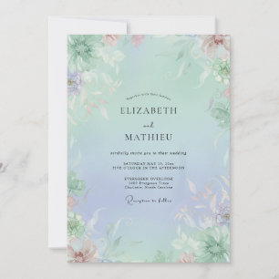 Powder Celadon Wisteria Wedding Invitation