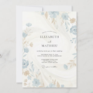 Powder Champagne Petal Wedding Invitation