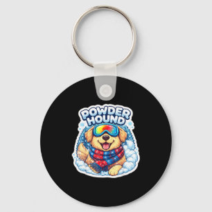 Powder hound ski lover dog woman skier girl winter key ring