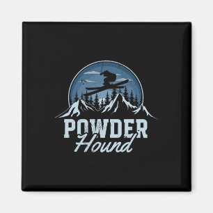 Powder Hound Skiing Winter Sports Mountains Skier Magnet