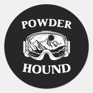 Powder Hound Snowboarding Skiing Winter Sport Top Classic Round Sticker