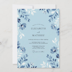Powder Indigo Foliage Eucalyptus Wedding Invitation