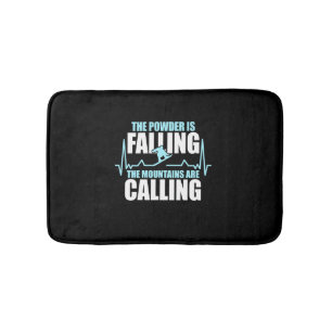 Powder Is Falling Snowboard Bath Mat
