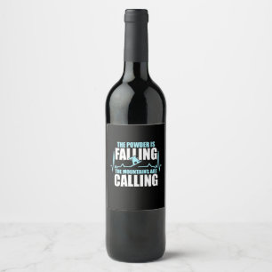 Powder Is Falling Snowboard Wine Label