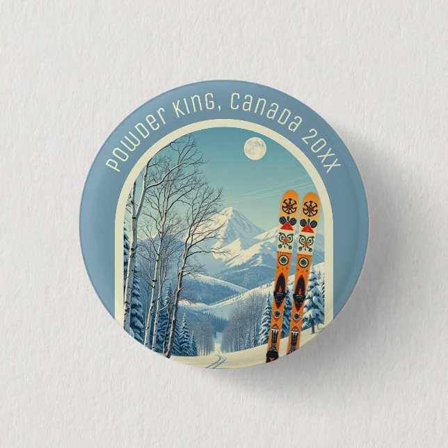Powder King BC Canada ski holiday souvenir  3 Cm Round Badge (Front)