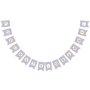 Powder Lavender Gold Floral Modern Elegant Wedding Bunting