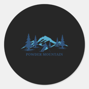Powder Mountain Montana Ski Resort Skiing Skier  Classic Round Sticker