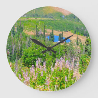 Powder Mountain Summertime: Hidden Lake Large Clock