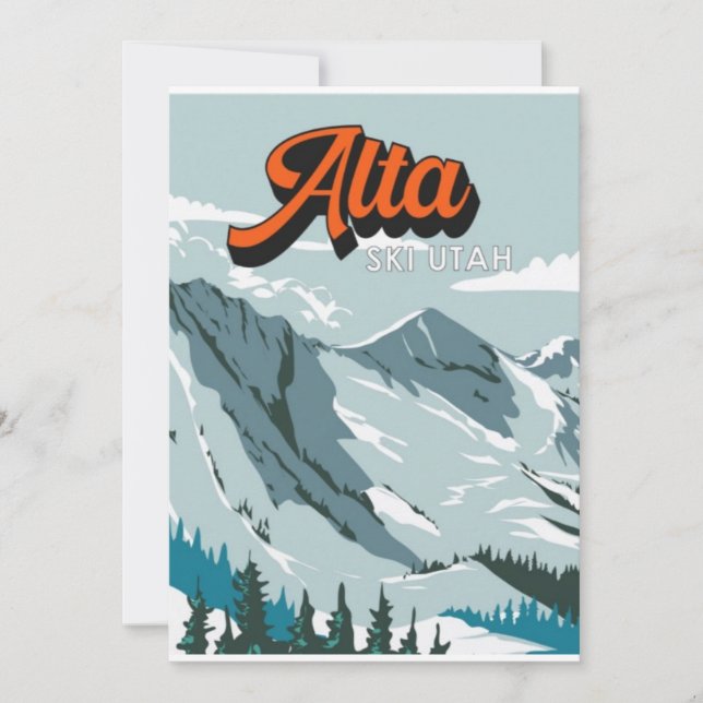 "Powder Paradise:  Alta Ski Area, Utah postcard." Holiday Card (Front)