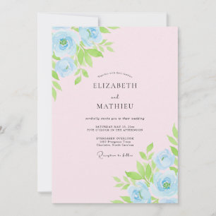 Powder Pink Azure Petal Wedding Invitation