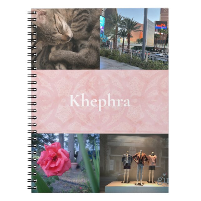 Powder Pink Batik Collage and Name  Notebook (Front)