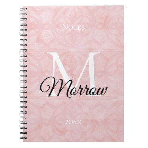 Powder Pink Batik Name and Year Monogrammed Notebook