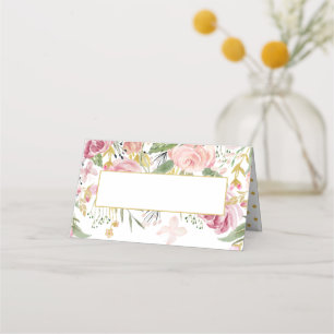 Powder Pink Gold Watercolor Roses Place Cards