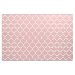 Powder Pink Moroccan Quatrefoil Trellis Fabric