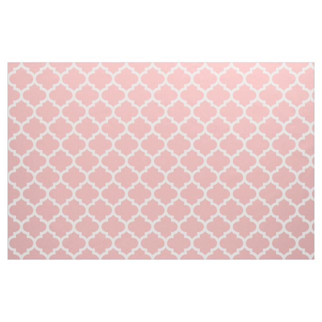 Powder Pink Moroccan Quatrefoil Trellis Fabric (Yard)