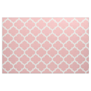 Powder Pink Moroccan Quatrefoil Trellis Fabric