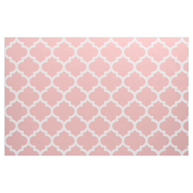 Powder Pink Moroccan Quatrefoil Trellis Fabric (Fat Quarter)