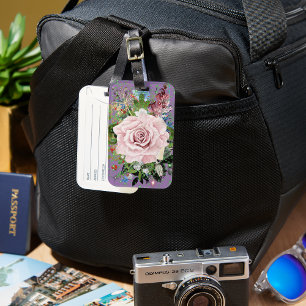 Powder Pink Rose Luggage Tag