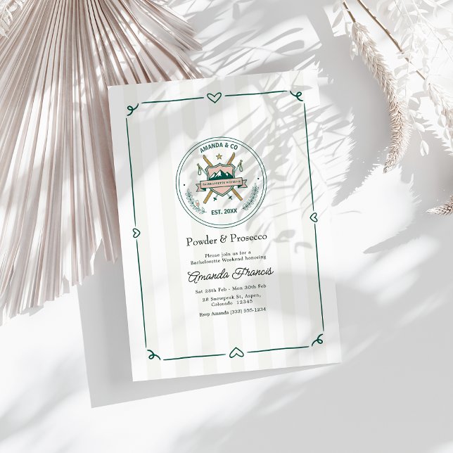 Powder & Prosecco Ski Bachelorette Weekend Invitation (Powder & Prosecco Ski Bachelorette Weekend Invitation)