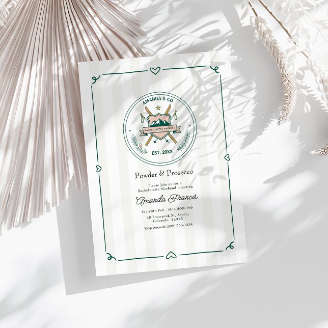 Powder & Prosecco Ski Bachelorette Weekend Invitation (Powder & Prosecco Ski Bachelorette Weekend Invitation)