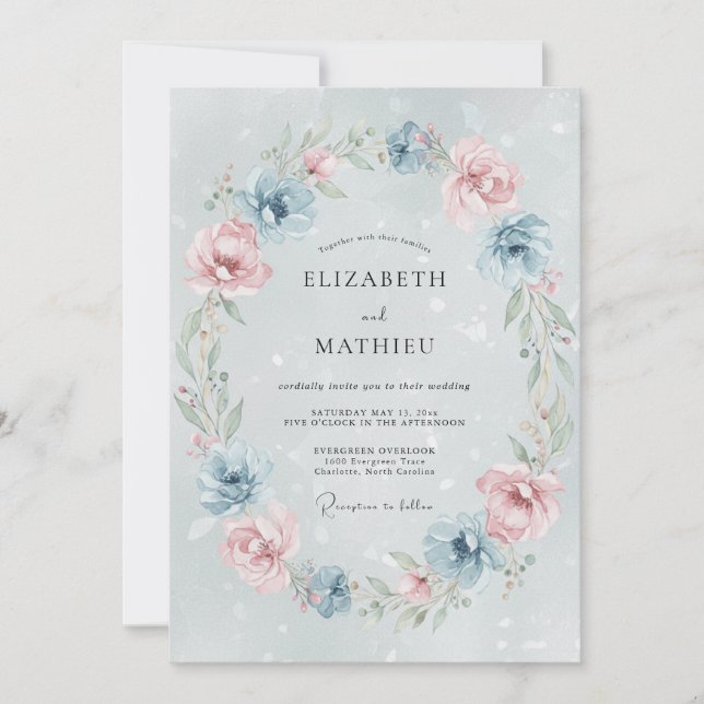 Powder Rose Blush Peony Wedding Invitation (Front)
