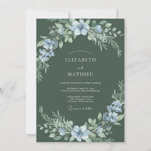 Powder Sage Petal Wedding Invitation