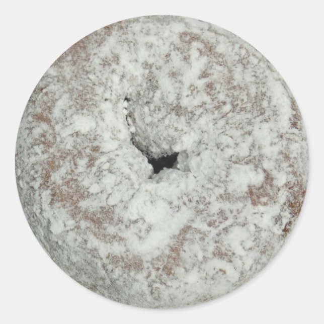 Powder suger doughnut round glossy stickers (Front)