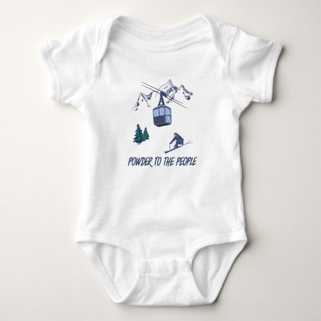 Powder to The People Ski Resort Baby Bodysuit (Front)