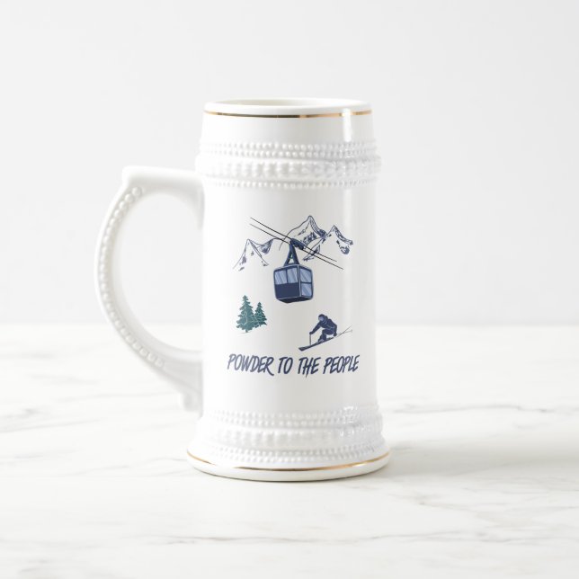 Powder to The People Ski Resort Beer Stein (Left)