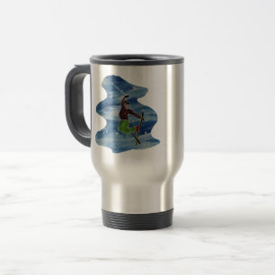 Powder to the people snowboarding travel mug