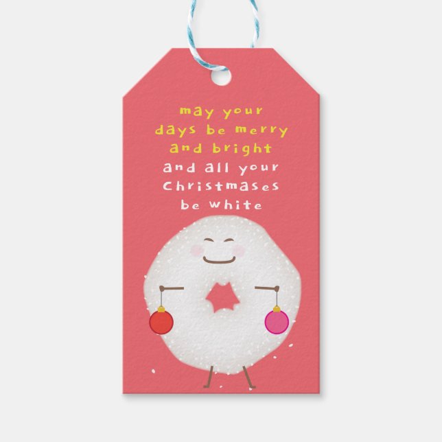 Powdered Sugar Doughnut Christmas  Gift Tags (Front)