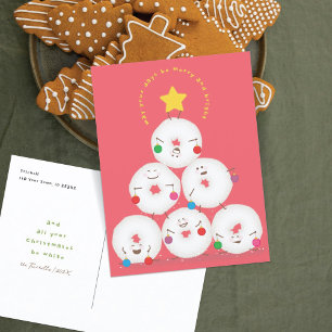 Powdered Sugar Doughnuts Tree Christmas Holiday Postcard