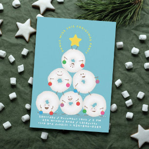 Powdered Sugar Doughnuts Tree Christmas Party Invitation
