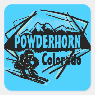 Powderhorn Colorado blue ski logo stickers