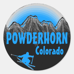 Powderhorn Colorado blue skier stickers